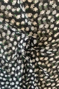 Chiffon - White Flowers on Black