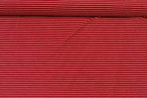 Cotton Jersey Brushed Stripes - Red/White