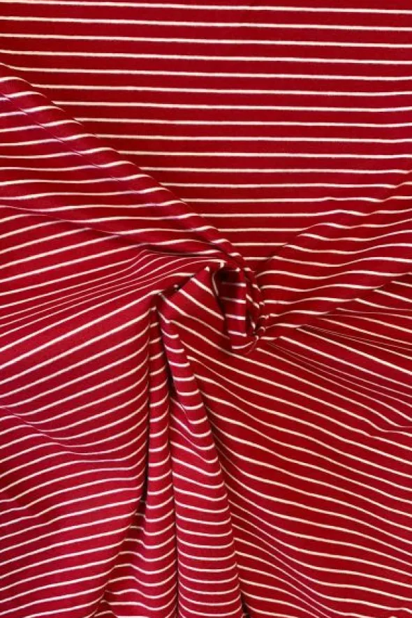 Cotton Jersey Brushed Stripes - Red/White