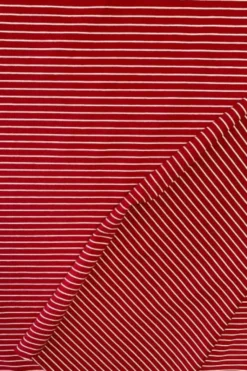 Cotton Jersey Brushed Stripes - Red/White