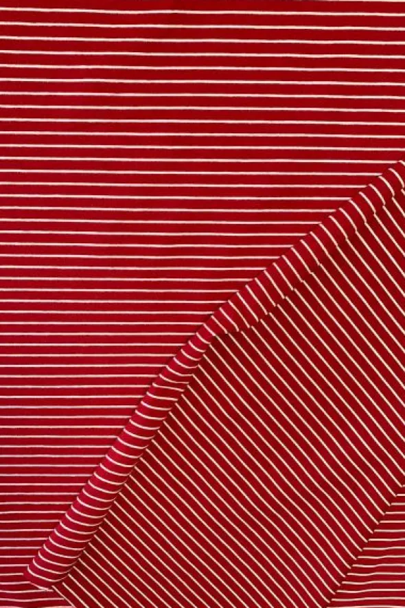 Cotton Jersey Brushed Stripes - Red/White