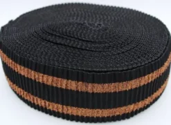 Elastiek - Ripple - Black/Bronze Stripes - 60 mm