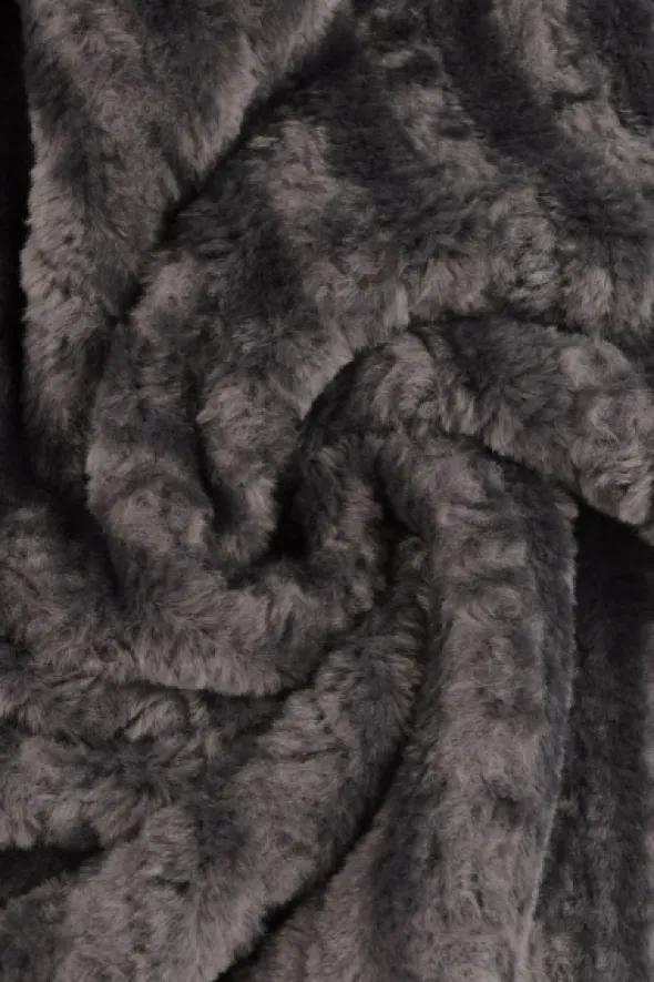 Faux Fur Stripes - Dark Grey