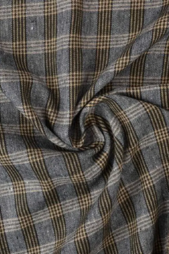 Flanel Ruiten - Camel/Black/White