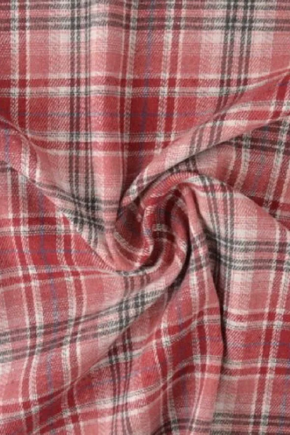 Flanel Ruiten - Dark Red/White/Pink/Grey