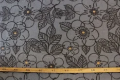 Fleece Print - Antracite Flowers on Grey