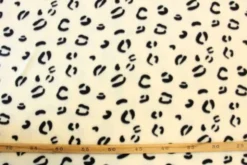 Fleece Print - Black Animal Spots on Off White