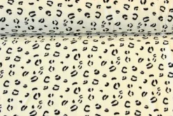 Fleece Print - Black Animal Spots on Off White