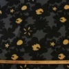 Fleece Print - Black Big Flowers on Dark Grey