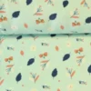 Fleece Print - Blue Autumn Leaves on Mint