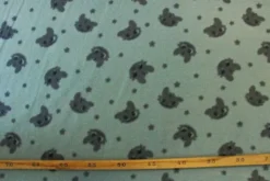 Fleece Print - Dark Grey Animal Heads on Dark Old Mint