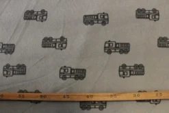 Fleece Print - Dark Grey Trucks on Grey