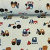 Fleece Print - Excavators and Trucks on Light Mint
