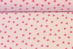 Fleece Print - Fuchsia Hearts on Light Pink