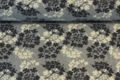 Fleece Print - Grey/White Hydrangeas on Grey