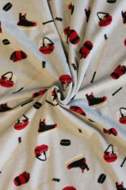 Fleece Print - Ice Hockey on Light Grey