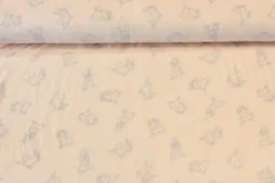 Fleece Print - Light Grey Bunnies on Light Salmon