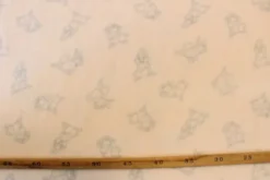 Fleece Print - Light Grey Bunnies on Light Salmon