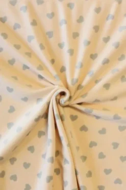 Fleece Print - Light Grey Hearts on Light Salmon