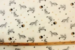 Fleece Print - Moon an Wolves on White