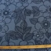 Fleece Print - Navy Flowers on Steelblue