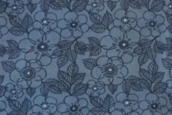 Fleece Print - Navy Flowers on Steelblue