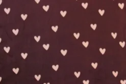 Fleece Print - Pink Hearts on Bordeaux