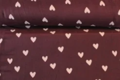 Fleece Print - Pink Hearts on Bordeaux