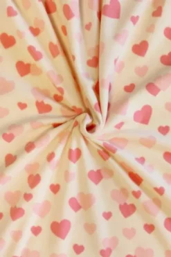 Fleece Print - Pink Hearts on Creme