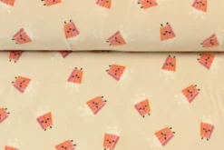 Fleece Print - Popcorn on Beige