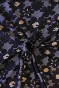 Fleece Print - Purple Big Flowers on Light Purple