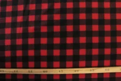 Fleece Print - Red/Black Small Squares