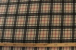 Fleece Print - Red/Black Squares on Beige