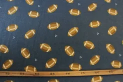 Fleece Print - Rugby Balls on Steelblue