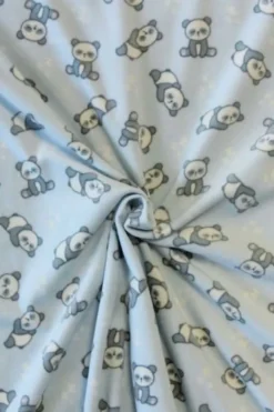 Fleece Print - Sleeping Pandas on Light Blue