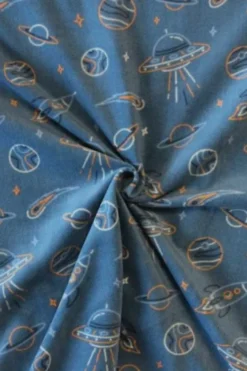 Fleece Print - Space and Planets on Blue