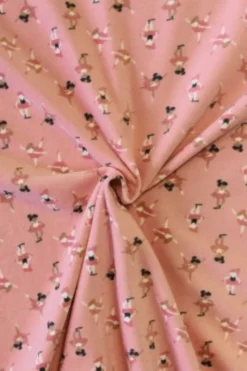 Fleece Print - Tiny Ballerinas on Warm Pink
