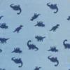 Fleece Print - Tiny Dark Blue Dinosaurs on Blue