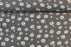Fleece Print - Winter Bears and Snowflakes in Grey