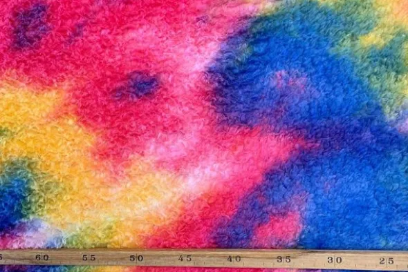 Fluffy Fur Tie Dye - Blue/Neon Pink/ Yellow