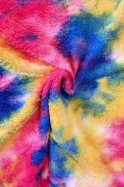 Fluffy Fur Tie Dye - Blue/Neon Pink/ Yellow