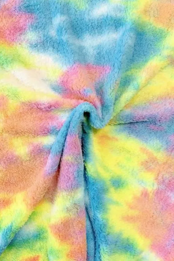 Fluffy Fur Tie Dye - Blue/Yellow/Green/Pink