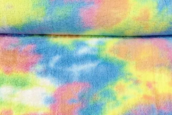 Fluffy Fur Tie Dye - Blue/Yellow/Green/Pink