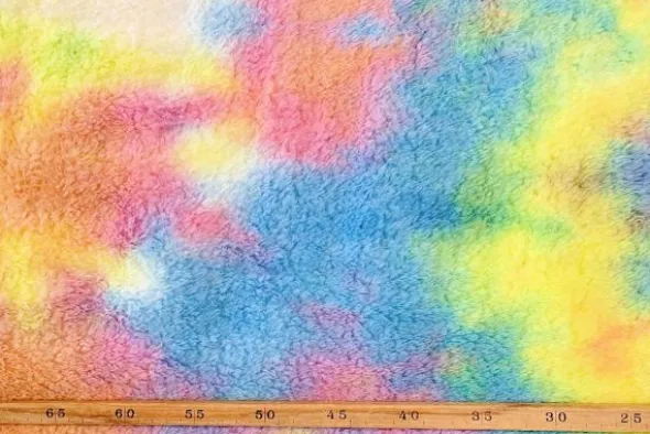 Fluffy Fur Tie Dye - Blue/Yellow/Green/Pink