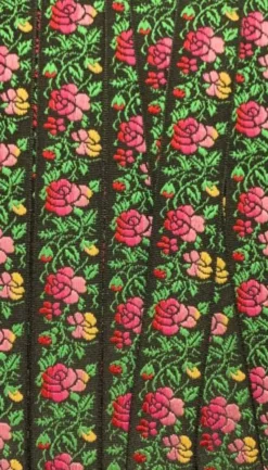 Geweven Sierband - Black/Pink/Green