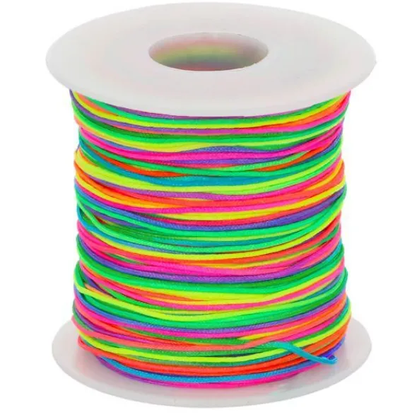 Glanskoord/ Speenkoord 1mm - Regenboog