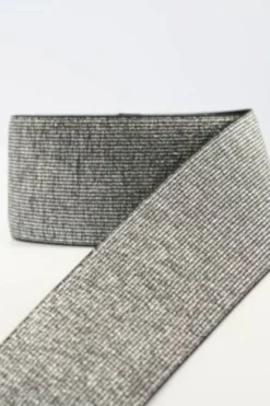 Glitter Elastiek - Zilver/Zwart - 60 mm