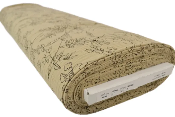 Hydrofiel - Sketch of Flowers on Beige