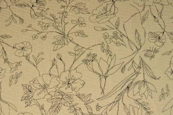 Hydrofiel - Sketch of Flowers on Beige