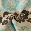 Jacquard Gobelin - Big Brown and Blue Flowers on Beige